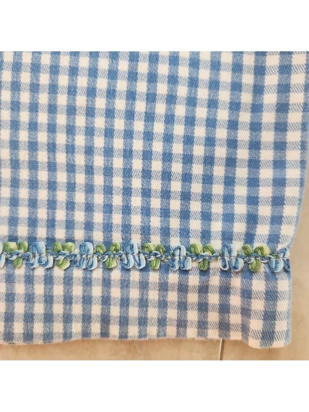 Talbots Skirt 14P Gingham Plaid Blue White Stretch Cotton Stretch Spring! - Picture 4 of 13